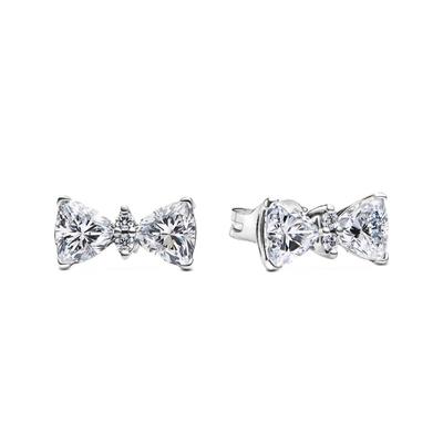 Sparkling Bow Stud Earring With Clear Cubic Zirconia P-293506C01 For Women