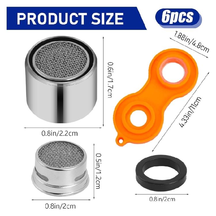 6 Pcs Female Thread Faucet Filter with Wrench Sink Aerator for Kitchen  Bathroom