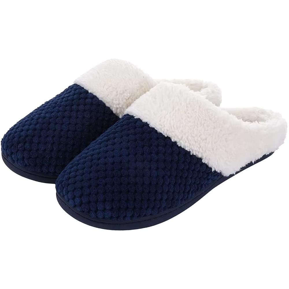 Fashion Smile New Women's Fuzzy Home Slippers Cozy Fleece Lined Winter Warm Slippers Unisex Indoor Non-slip Warm Waffle Fur Cotton Shoes