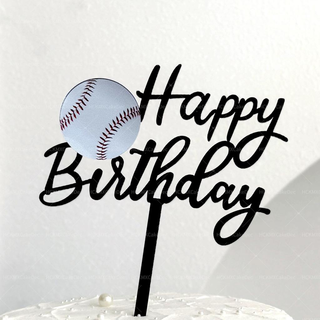 3pcs Acrylic Cake Topper for Boys' Birthday Party Football Rugby Tennis Designs Sports Themed Cake Decoration