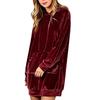 Women's Hooded Long Sleeve Loose Fit Color Dress for Casual Everyday Wear