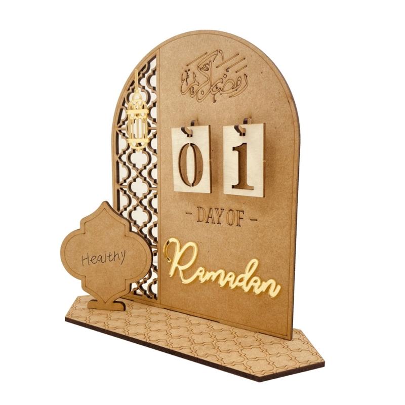 Eid Mubarak Ramadan Countdown Calendar Decorative Crafts Art Ornament for Holiday Festival Party Background
