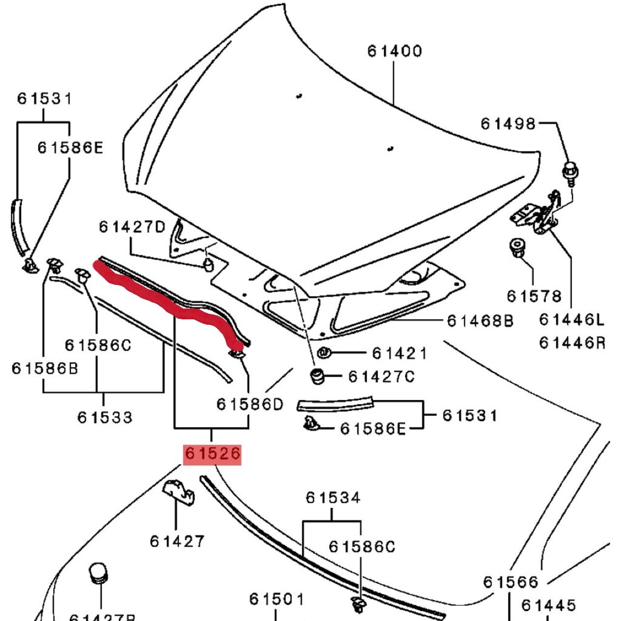 5902A097 5902A098 5902A096 5902A021 5902A078 Engine Hood Sealing Strip For Mitsubishi LANCER CY0A CX0A EVOX CZ4A 2007-2017 Front sealing strip