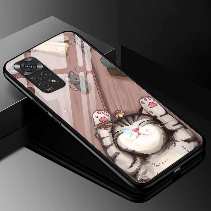 For Xiaomi Redmi Note 11s Case Tempered Glass Fashion Cover for Redmi Note 11 Pro 5G Global Note11 Case, 9s 10s Bumper Note11s