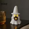 Non Scary Halloween Decoration Ghost Decoration, Light Up Cute Spooky Figurine with Small Desktop Ornament Pumpkin/Lantern for Table Tiered