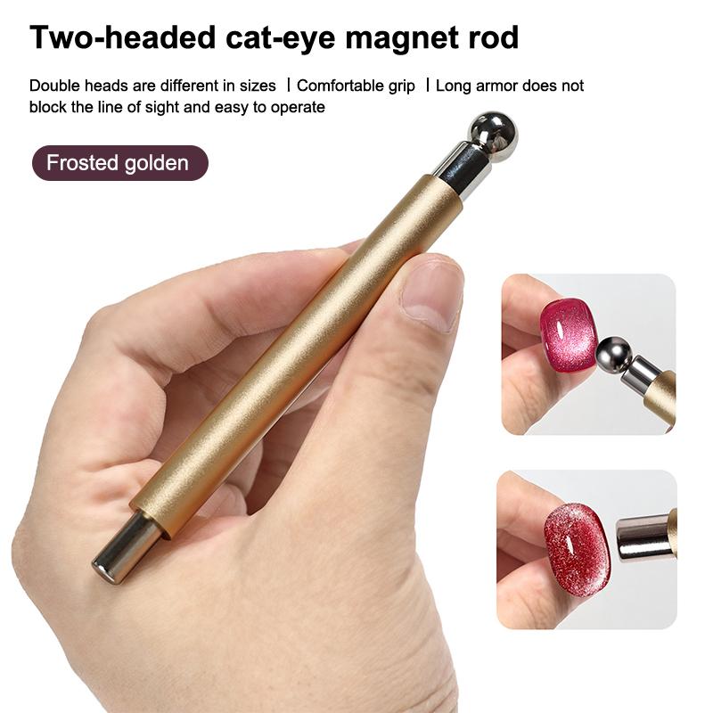 Nail Art Magnetic Stick Cat Eye Magnetic Ball Aluminum Handle Cylindrical Uv Gel Magnet Tools Double End Nail Design Tools