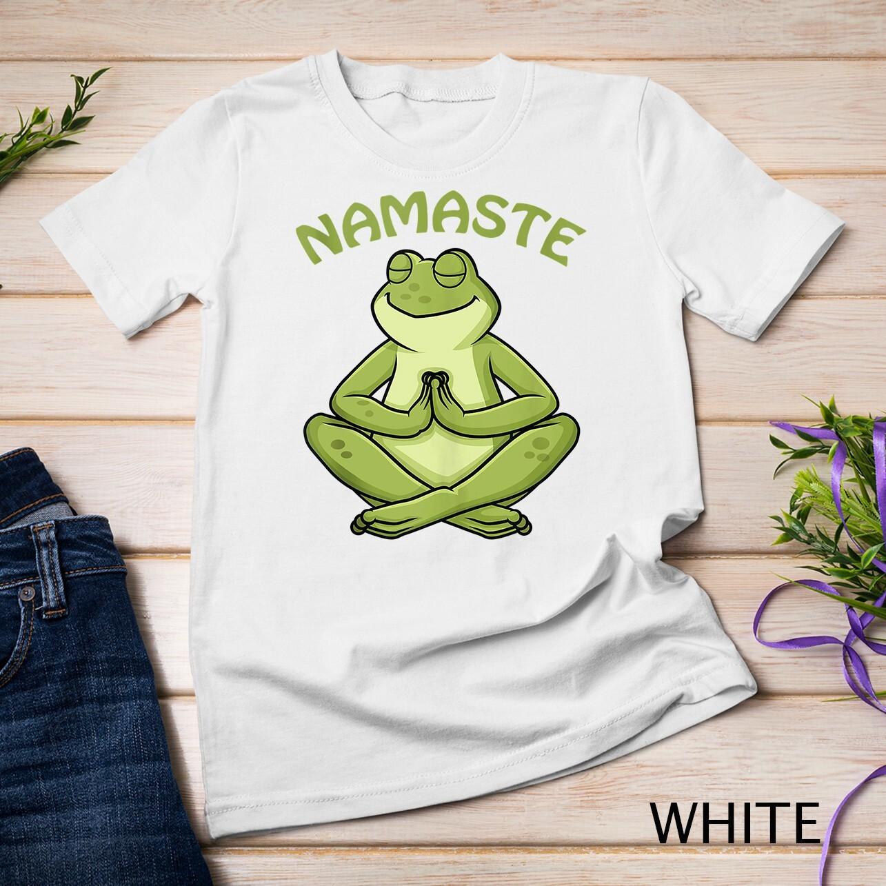 Frog Yoga Gifts Funny Frog Lovers Gift Cute Namaste Yoga Unisex T-Shirt Mens Womens Tees Top M