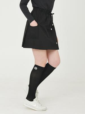 DOYOUKNOWMC Full Elastic Waist Black Knee-Length Shorts Wrap Skirt