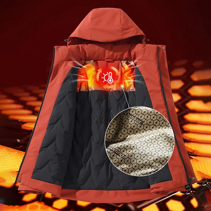 Unisex Winter Warm Waterproof Cotton Jacket Hiking Climbing Trekking Skiing Rain Coat Men Windproof Fleece Windbreaker Coat