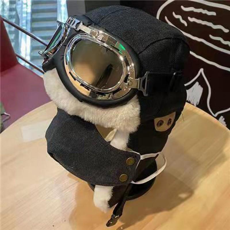 Unisex Winter Warm Fleece-Lined Aviator Beanie Hat With Neck Cover Windproof Riding Cap Cold Weather Outdoor Use