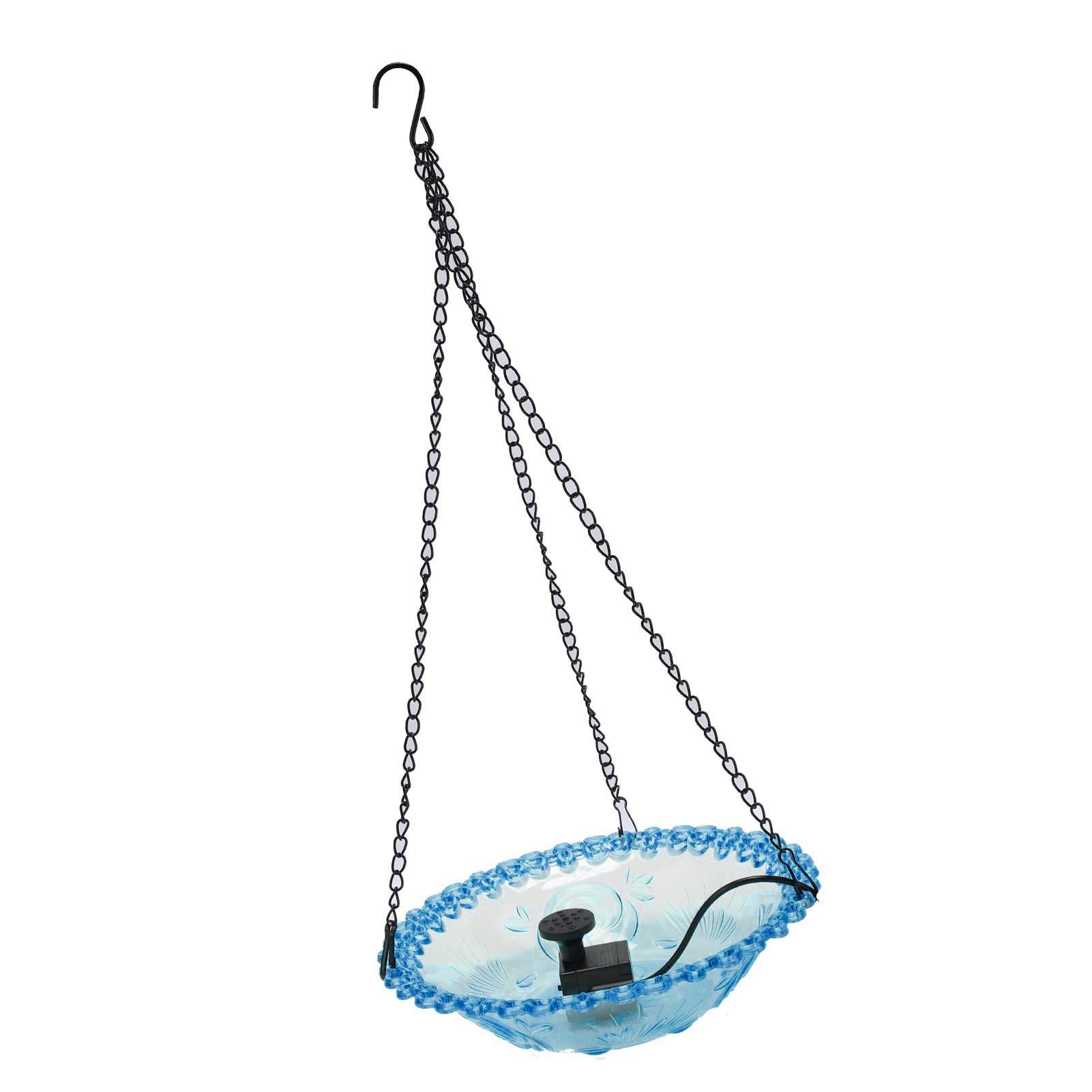 Bird Bath Fountain for Outdoor Plastic Hanging USB Powered   Feeder Water Fountain Bird Bath for Garden Yard Patio Lawn