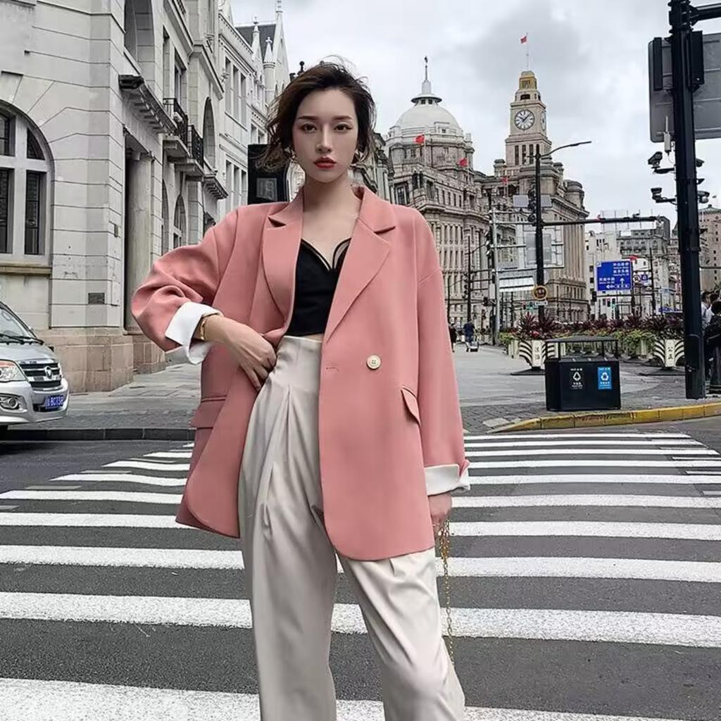 Damen Umlegekragen Langarm Unifarben Blazer Normale Passform Pendlerstil Kurzer Mantel
