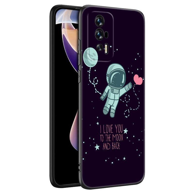 Cartoon Cute Astronaut Black Phone Case For Xiaomi Redmi 7A 8A 9A 10A 11A 9C 10C 12C 13C 11 Prime A1 A2 Plus 12 4G Note 9T 12R