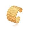 Cross Retro Wide Band Gold-Plated Textured Stainless Steel Adjustable Ring