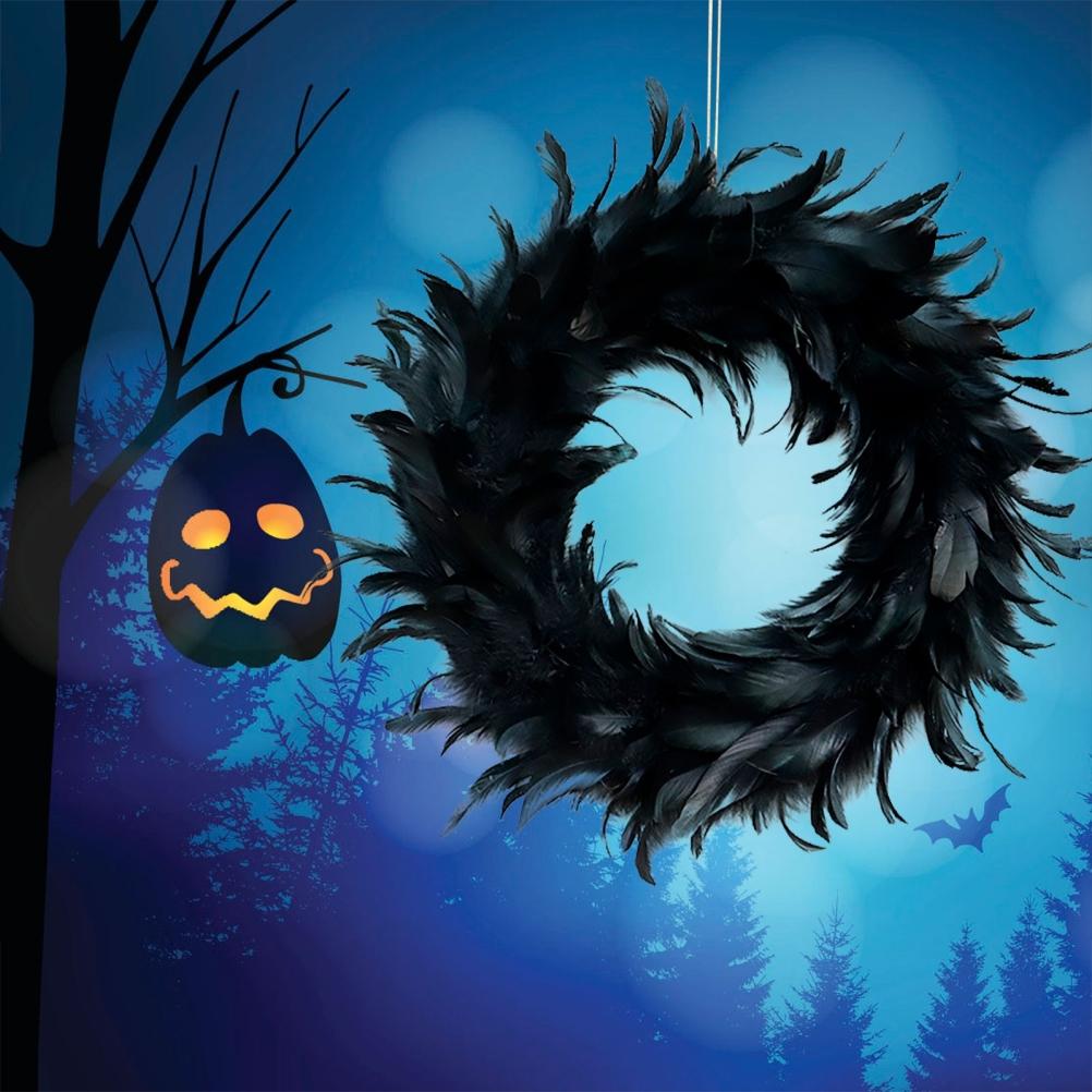 Halloween  Wreath Black  Door Wreath for Halloween Party Decoration