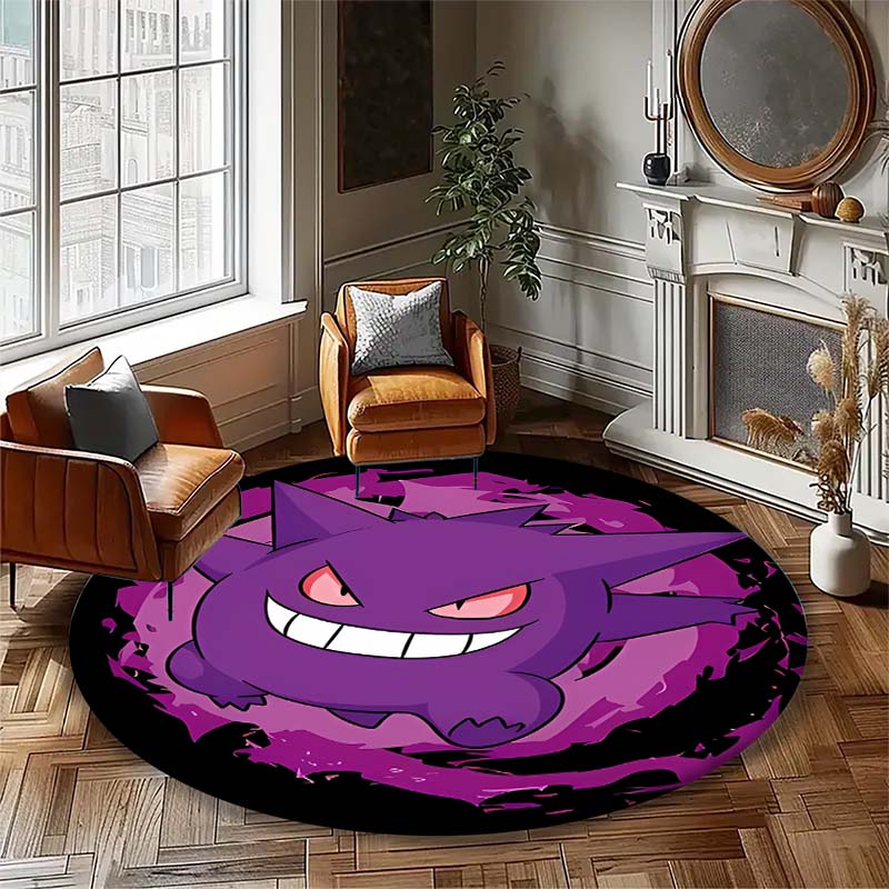

Gengar Character Round Area Rug Cartoon Design Non-Skid Circular Carpet for Anime Fans 80cm