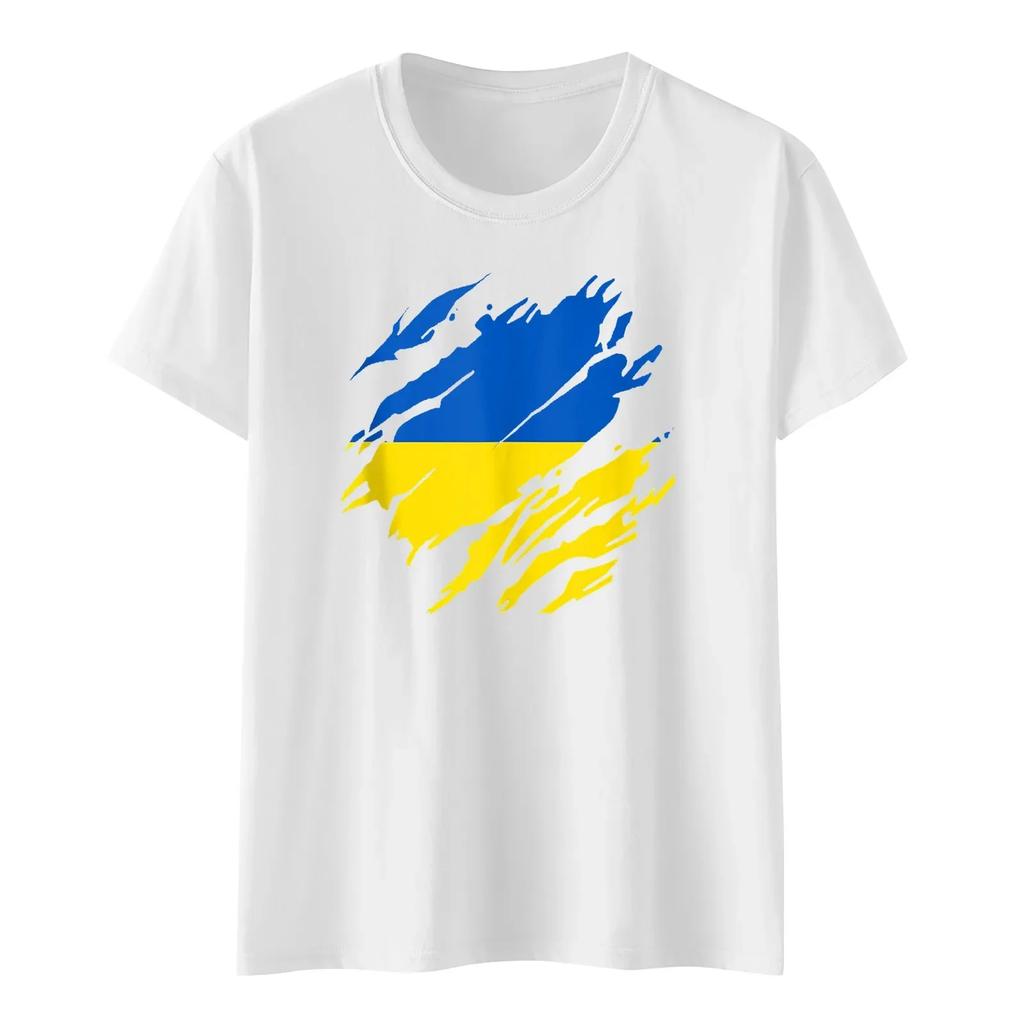 Ukraine Flag Printed Fashion Womens Tshirts Short Sleeve Funny Tops Tees Graphic Unisex T Shirts Women Men Clothing