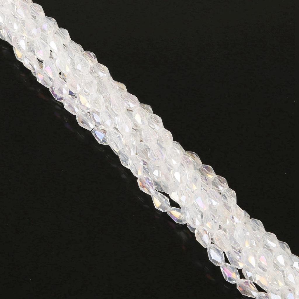 65pcs 4x6MM Teardrop Glass Beads for DIY Hairpins, Bracelets, Necklaces, and Earrings