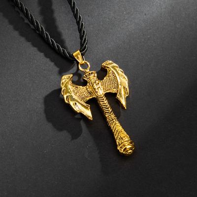 Pirate Double Axe Necklace Vintage Fashion Rope Chain Trendy Men Necklace