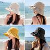 Fashion Solid Color Bucket Hat for Women Summer Wide Brim Sunshade Ruffle Brim UV Protection Basin Cap Girls Outdoor Hat