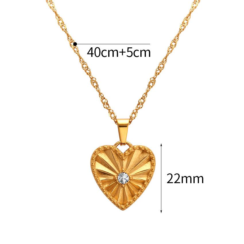 Multi-Love Diamond Pendant Gold Stainless Steel Necklace