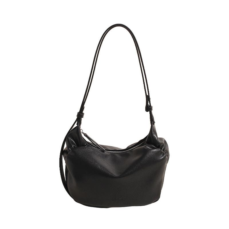 IELGY Ladies Korean Version Large-Capacity Pleated Dumpling Bag High-End Casual Commuter Underarm Bag Can Be Cross-Body