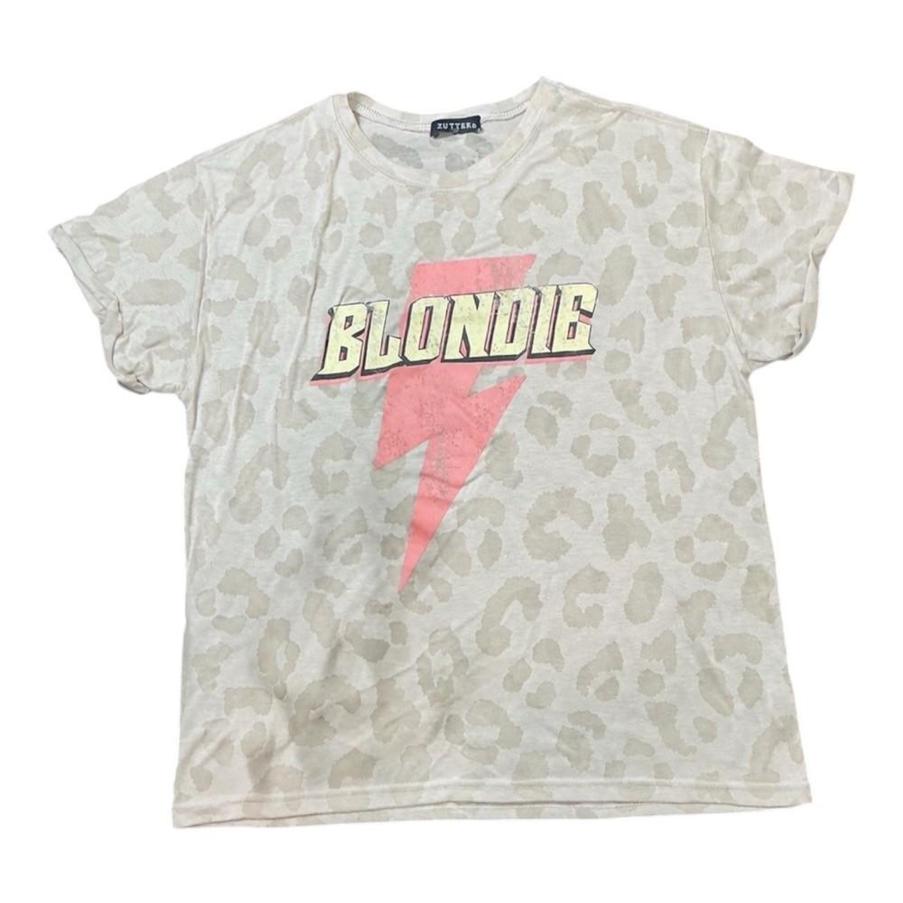 Zutter Blondie Graphic TShirt Leopard Print Pink Lightning Bolt Rock Band Tee XXXL