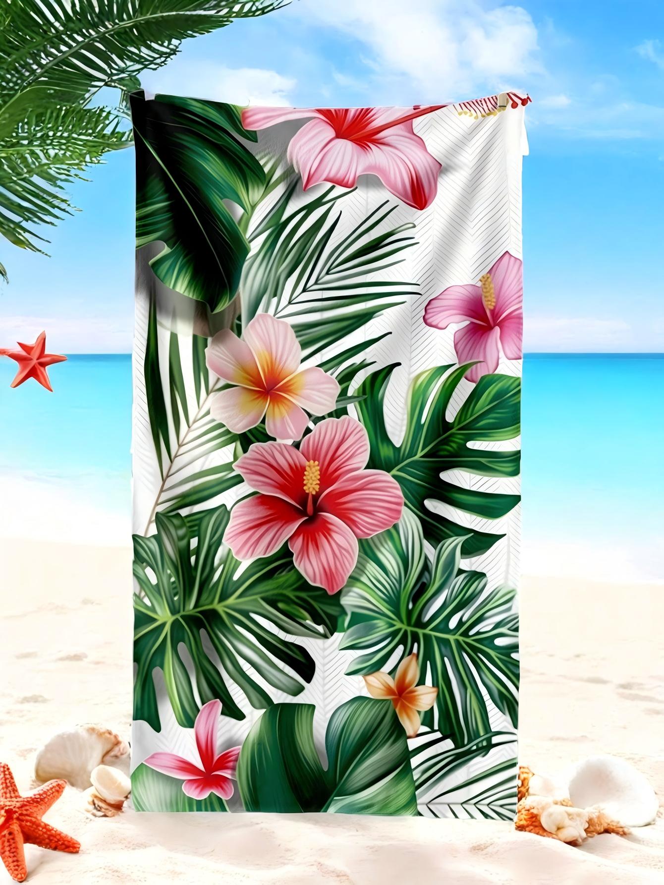 

1pc Floral Printed Beach Towel, Colorful Pattern, Soft Super Absorbent Bath Towel for Beach & Swimming W40*H60(CM)