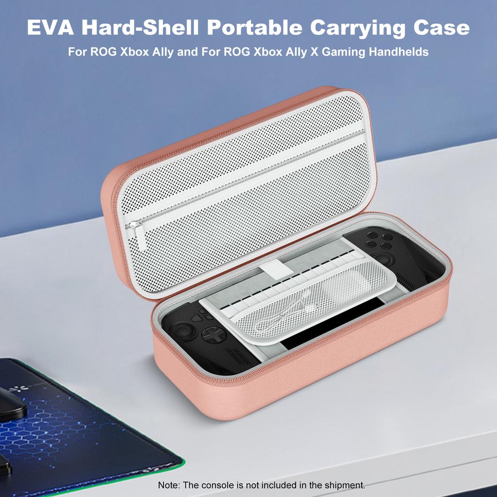 Shock-Absorbing EVA Hard Case for ROG Xbox Ally/ X Accessories Double-Zipper Compartment Handheld Portable Travel Carrying Pouch