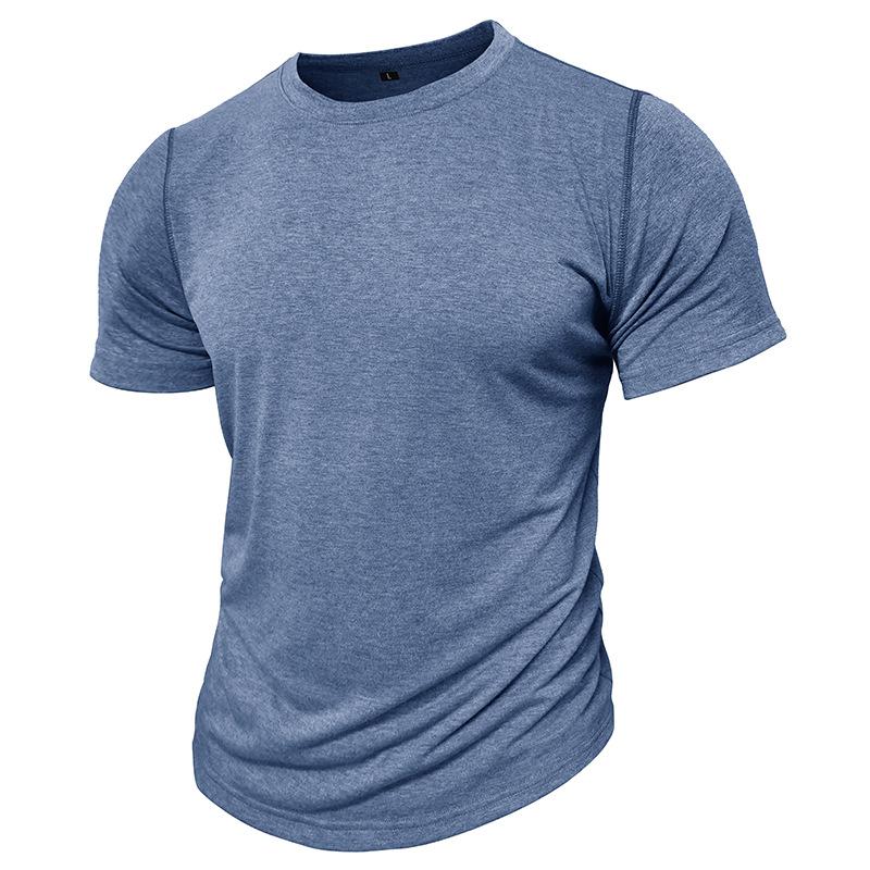 

Fashion Men s Collision Round Neck Short-sleeved T-shirt Loose Versatile Tops Trend Casual Body Shirt S синий
