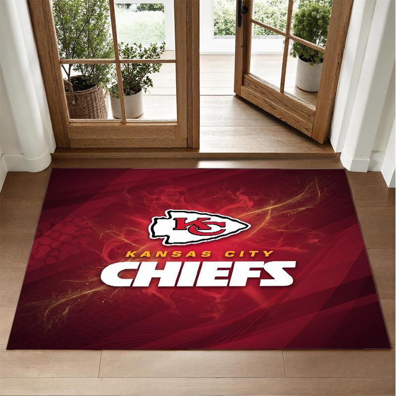 Kansas City Chiefs Design Crystal Velvet Rug Soft Decorative Mat for Bedroom Entrance