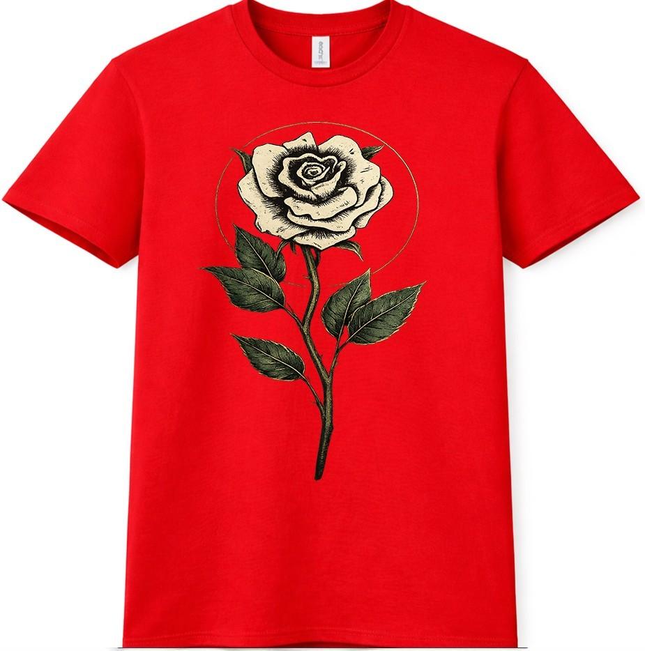 Rose Flower T Shirt Vintage Floral Botanical Graphic Tee Elegant Casual Top S
