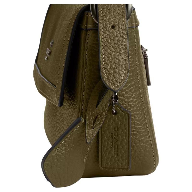 Coach Etta 25 Klappendesign Leder Handtasche Umhängetasche Mittelgroß Damen Olivgrün