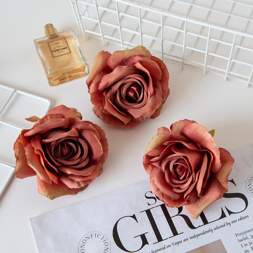 

5/10 шт. Искусственный цветок Шелковые розы Скрапбук Свадебные аксессуары Головной убор Свадьба Домашнее украшение Рождественская гирлянда Цветочная стена 5 Pieces шоколадный