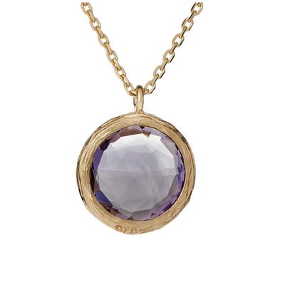 [R5625] - Silver Necklace 'Meghan' Gold Amethyst - 10 Mm