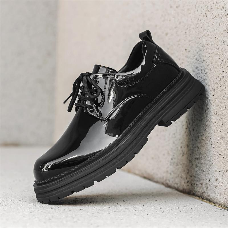 Fashion Men's Classic Retro Oxfords Shoe Mens Lace-up Business Dress Office Leather Shoes Men Glossy Fashion Wedding Party Flats Shoe