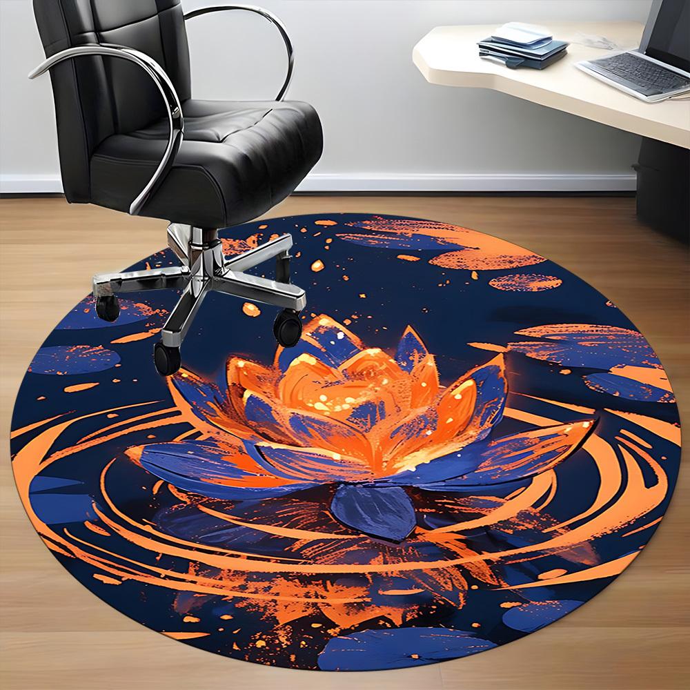 1pc Lotus Pond Office Round Area Rug, Indoor Mat Suitable For Office, Under Office Chairs Bedroom Living Room Home Decor, Room Deco 139
