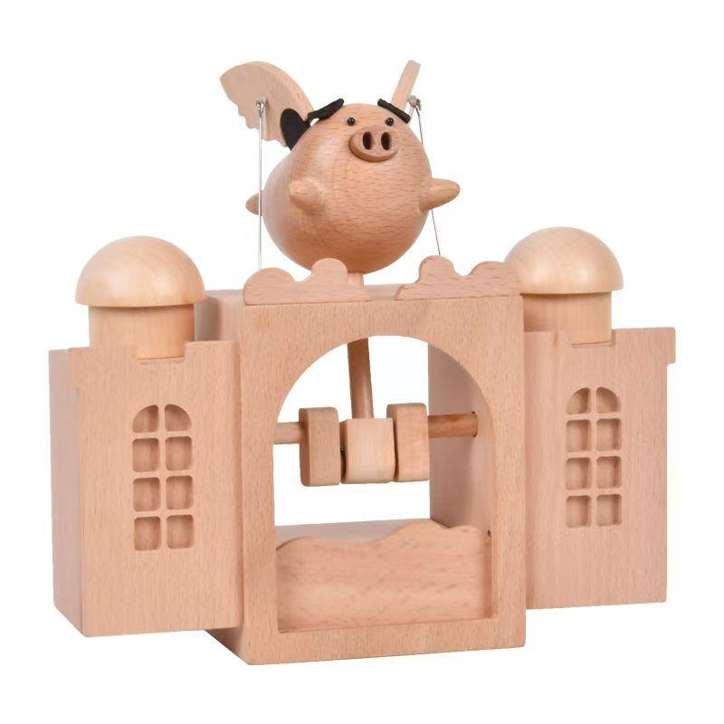 Dřevěný kolotoč, hudební skříňka, ozdoby, otočná, ručně poháněná hudební skříňka, DIY, ručně vyrobený, dárek k narozeninám, Vánocům, dětské hračky