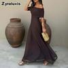 Autumn New Arrivals Women's Elegant One-Shoulder Semi-Sheer Dress Long Gown