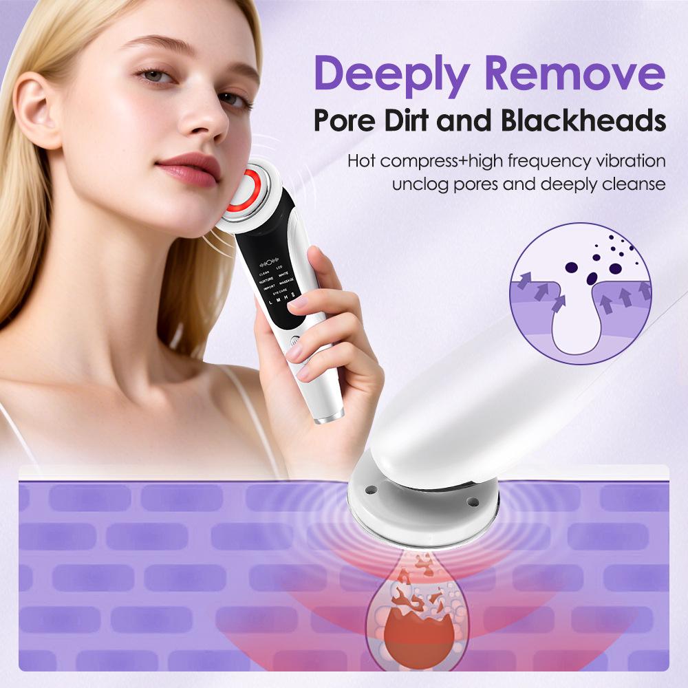 EMS Ion Microcurrent & Red Light Beauty Device with Base, 7-Color Light & Vibration