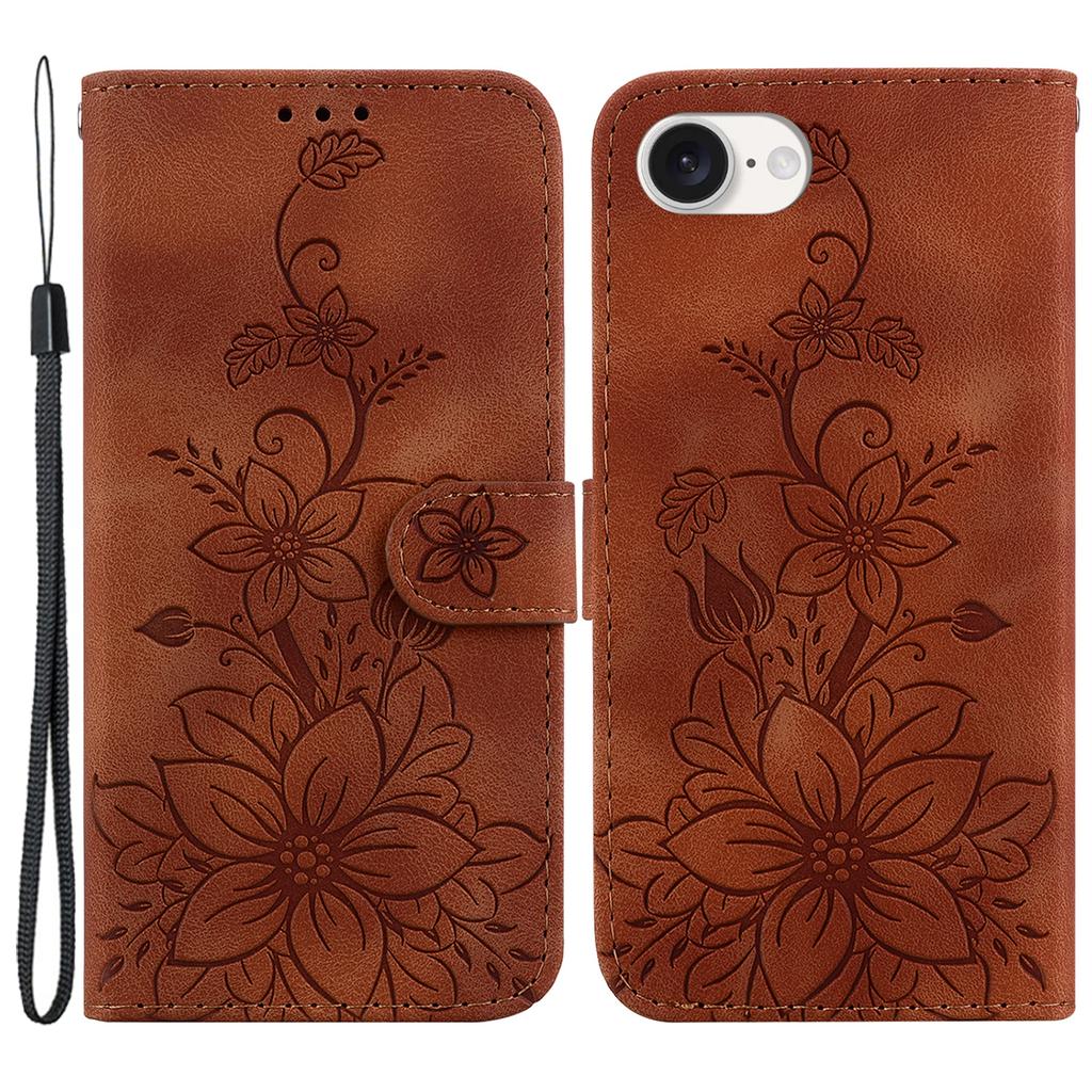 For iPhone 16e Cell Phone Cases Floral Imprinted PU Leather Flip Protective Cover
