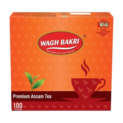Wagh Bakri Premium Assam Teebeutel 100 Stück Reiches Aroma Starker Aufguss Ungewürzter Schwarztee Für Heißgetränk-Genuss