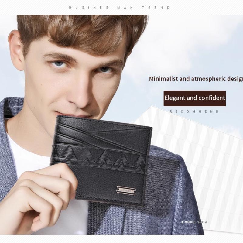 Herren Slim Wallet Mode Geprägtes Weiches Leder Große Kapazität Mehrfachkartenhalter Kompakt Zweifach für Jugend Reisen
