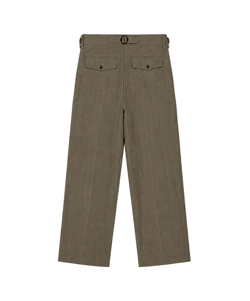 Sinkia Asymmetric Tuck Detail Gurkha Trousers Ash Olive