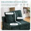 Foldable Sofa Bed with Cushions, Foldable Mattress with Backrest, Comfortable Floor Sofa for Living Room and Bedroom (Dark Green Chenille)
