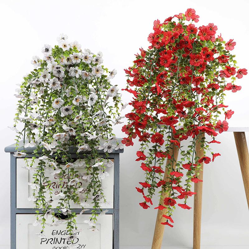Artificial Hanging Flowers Morning Glory Uv Resistant Yard Hanging Fake Plant Garden Wedding Party Decoration Garden Balcony Supplies
