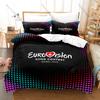 Copripiumino con Stampa al Neon del Palco a Onda Sonora Arcobaleno Logo Eurovision Classico + 2 Federe Set Biancheria da Letto 3 Pezzi Eurofans