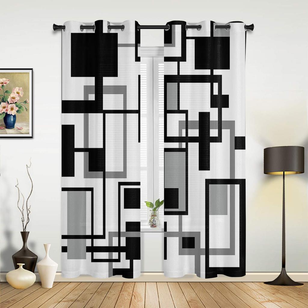 Bandana Paisley Black White Window Curtains Home Decoration Living Room Kid Drapes Cortinas Kitchen Bedroom Made Of Polyester Area Decor