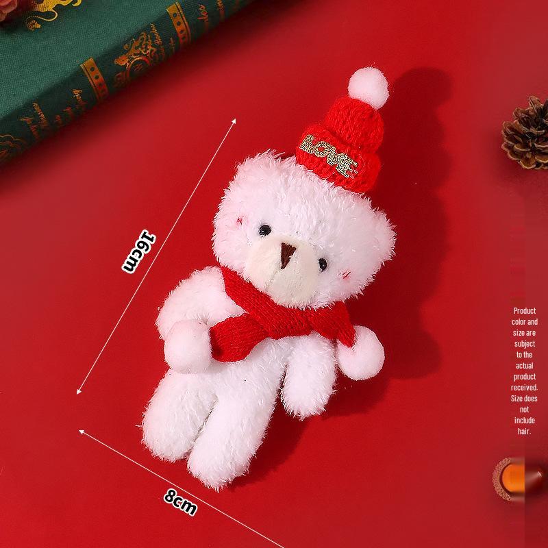 

Christmas Blush Bear Plush Keyring with Scarf - Cute One-Piece Bag Charm Toy Gift