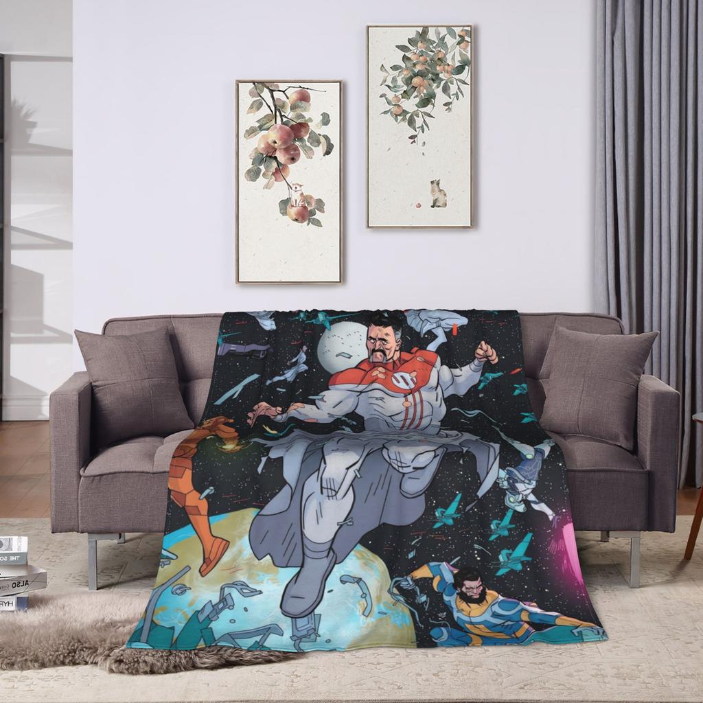 invincible Omni-Man Space Portrait Blanket Warm Plush Throw Blanket For Home Decor Airplane Travel Flannel Bedspread Bed Cover